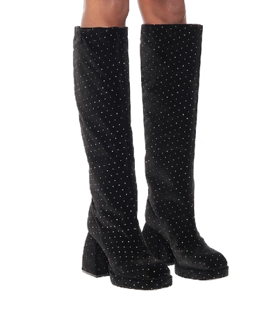 Shop Nodaleto Bulla Solal Velvet Knee-high Boots In Black