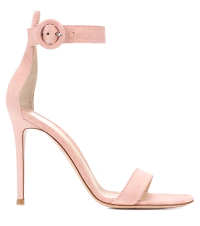 Shop Gianvito Rossi Portofino 105 Suede Sandals In Pink