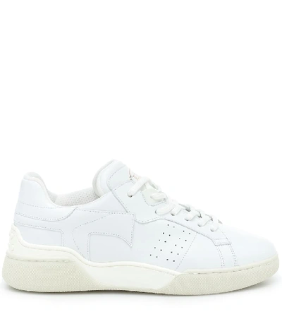 Shop Tod's Leather Sneakers In White