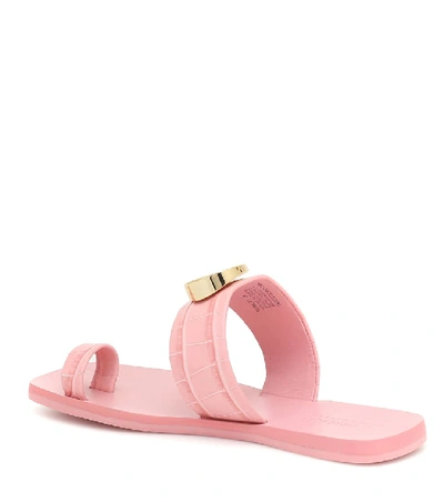 Shop Mercedes Castillo Nolene Embossed Leather Sandals In Pink
