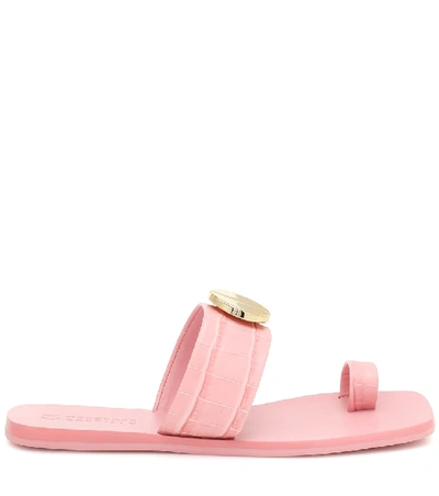 Shop Mercedes Castillo Nolene Embossed Leather Sandals In Pink