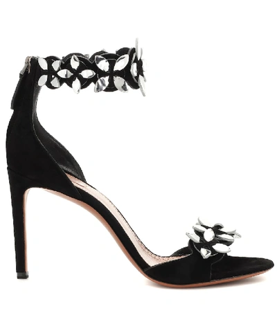 Shop Alaïa Embellished Suede Sandals In Black