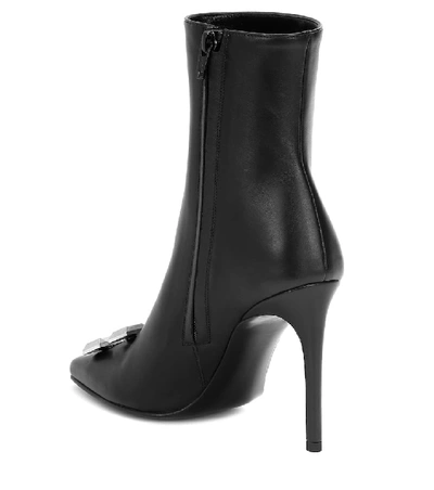 Shop Off-white Embellished Leather Ankle Boots In Black