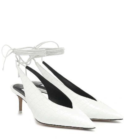 Shop Attico Patent Leather Slingback Pumps In White