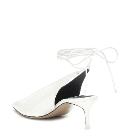 Shop Attico Patent Leather Slingback Pumps In White