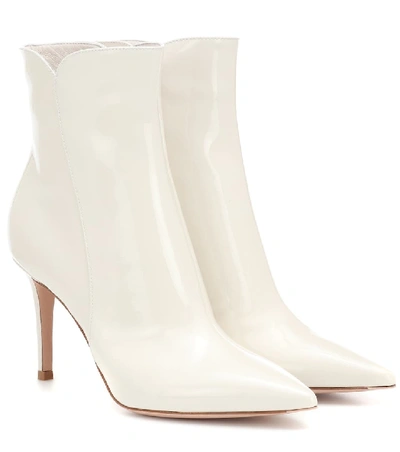Shop Gianvito Rossi Levy 85 Leather Ankle Boots In White