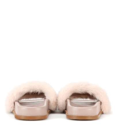 Shop Valentino Mink Fur Slides In Pink