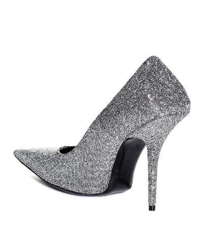 Shop Balenciaga Square Knife Glitter Pumps In Silver