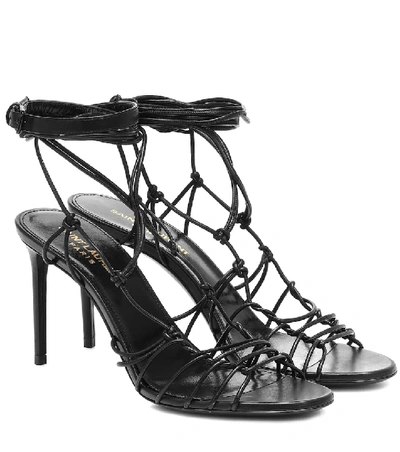 Shop Saint Laurent Robin 85 Leather Sandals In Black