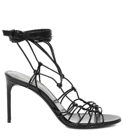 Shop Saint Laurent Robin 85 Leather Sandals In Black