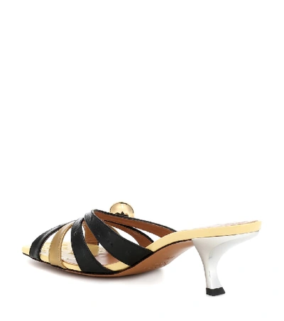 Shop Marni Leather Sandals In Gold