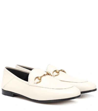 Shop Gucci Horsebit Leather Loafers In Mystic White