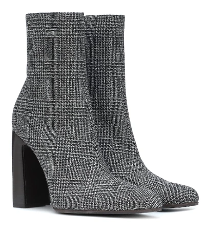 Shop Balenciaga Checked Wool Ankle Boots In Multicoloured