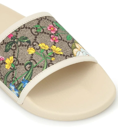 Shop Gucci Gg Flora Slides In Multicoloured