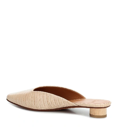 Shop Loq Carmen Lizard-effect Leather Mules In Beige