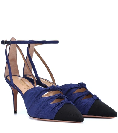 Shop Aquazzura Mondaine 75 Grosgrain Pumps In Blue