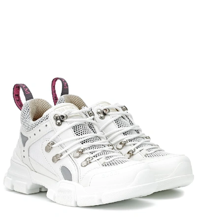 Shop Gucci Flashtrek Leather Sneakers In White