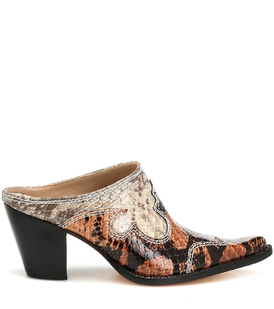 Shop Maryam Nassir Zadeh Romeo Snake-effect Leather Mules In Multicoloured