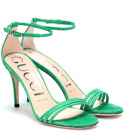 Shop Gucci Suede Sandals In Green