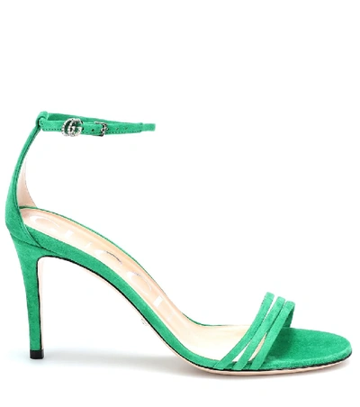 Shop Gucci Suede Sandals In Green