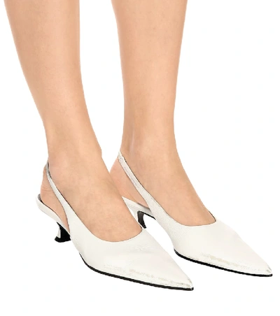 Shop Mm6 Maison Margiela Leather Slingback Pumps In White