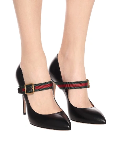 Shop Gucci Leather Pumps In Black