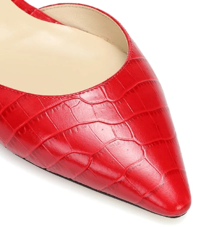 Shop Jimmy Choo Esther Croc-effect Leather Ballet Flats In Red