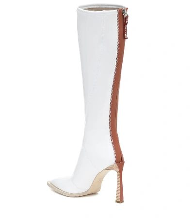 Shop Fendi Fframe Neoprene Boots In White