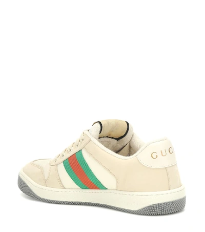 Shop Gucci Screener Leather Sneakers In White