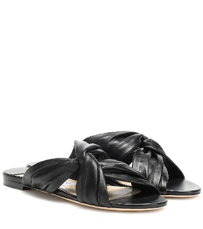 Shop Jimmy Choo Lela Leather Slides In Black