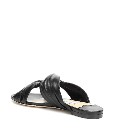 Shop Jimmy Choo Lela Leather Slides In Black