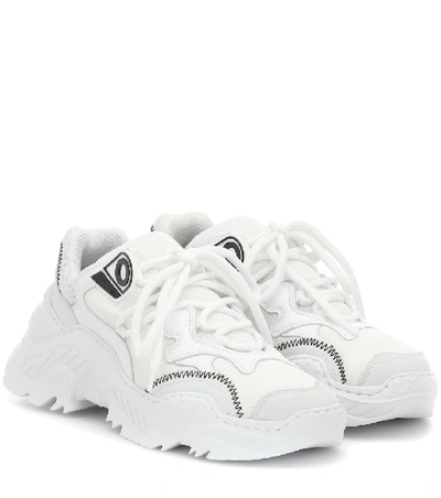 Shop N°21 Billy Leather And Mesh Sneakers In White