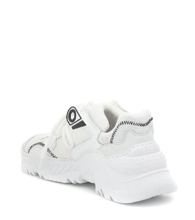 Shop N°21 Billy Leather And Mesh Sneakers In White