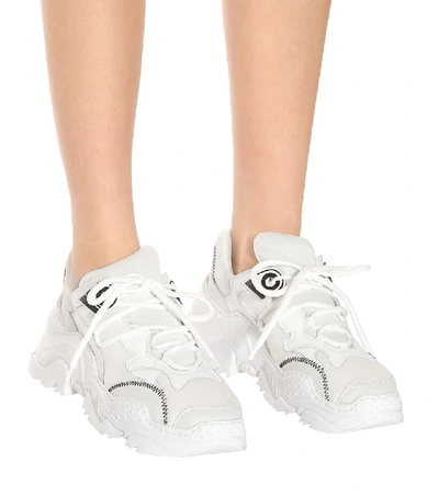 Shop N°21 Billy Leather And Mesh Sneakers In White
