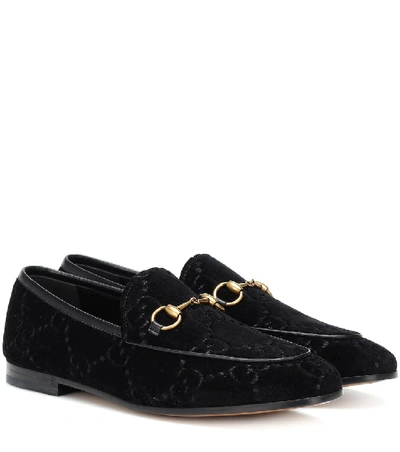 Shop Gucci Jordaan Gg Velvet Loafers In Black