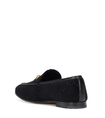 Shop Gucci Jordaan Gg Velvet Loafers In Black