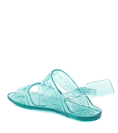 Shop Off-white Logo Pvc Sandals In Blue