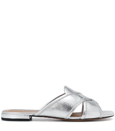 Shop Marc Jacobs Aurora Metallic Leather Sandals In Silver