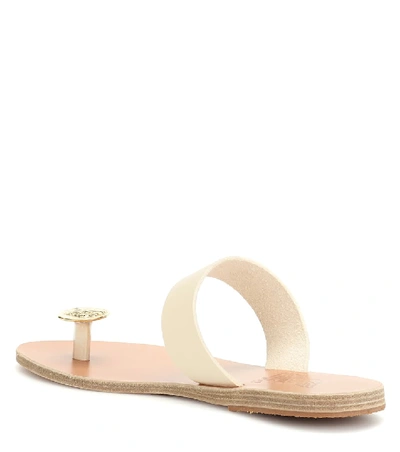 Shop Ancient Greek Sandals Thalia Coin Leather Sandals In White