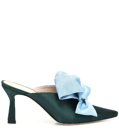 Shop Wandler Lotte Satin Mules In Green