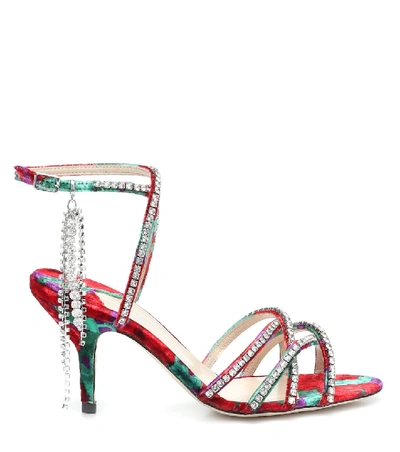 Shop Magda Butrym Berlin Embellished Velvet Sandals In Red