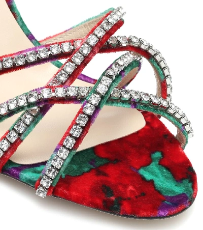 Shop Magda Butrym Berlin Embellished Velvet Sandals In Red