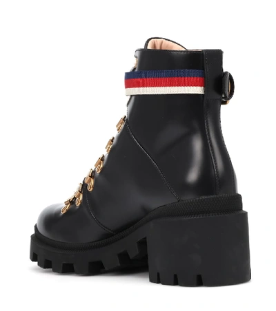 Shop Gucci Trip Leather Ankle Boots In Black