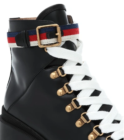 Shop Gucci Trip Leather Ankle Boots In Black