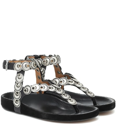 Shop Isabel Marant Eldo Embellished Leather Sandals In Black