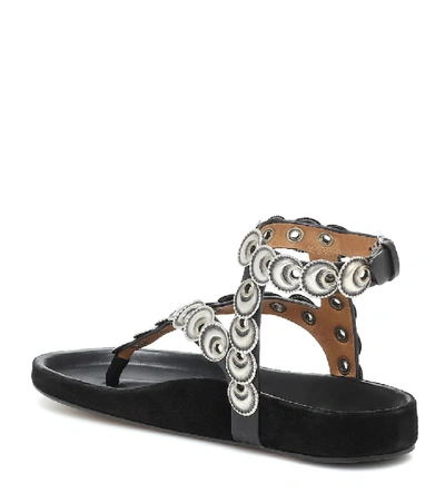 Shop Isabel Marant Eldo Embellished Leather Sandals In Black