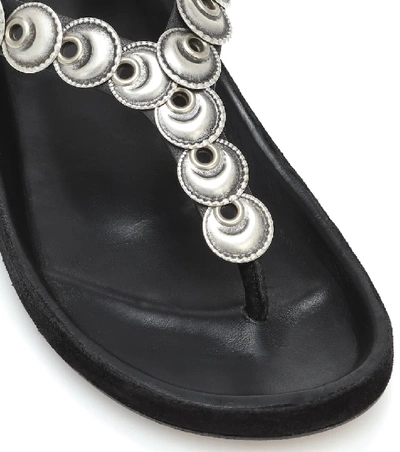 Shop Isabel Marant Eldo Embellished Leather Sandals In Black