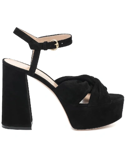 Shop Gianvito Rossi Donna Suede Platform Sandals In Black