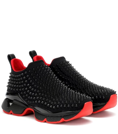 Shop Christian Louboutin Spike Sock Sneakers In Black