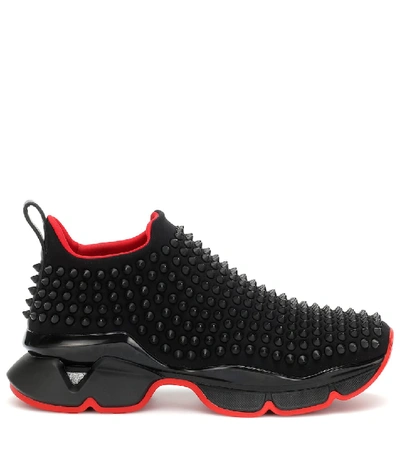 Shop Christian Louboutin Spike Sock Sneakers In Black